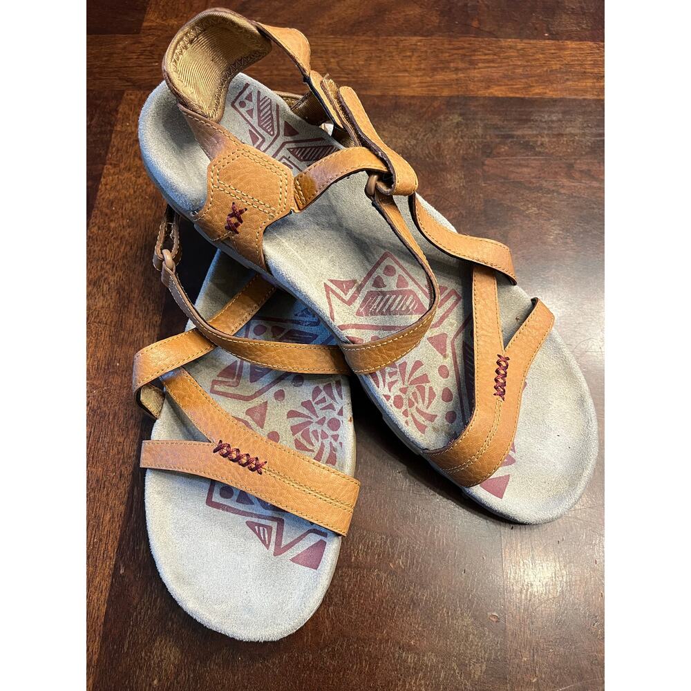 Women’s Merrell Leather Comfort Sandals Tribal Print Air Cushion Size 10-10.5